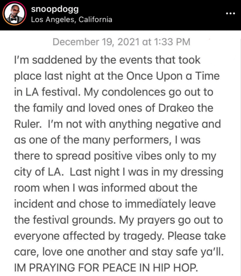 West Coast rapper Drakeo The Ruler passed away last Saturday, December 18 as a result of a fight gone wrong during the Once Upon a Time festival in L.A