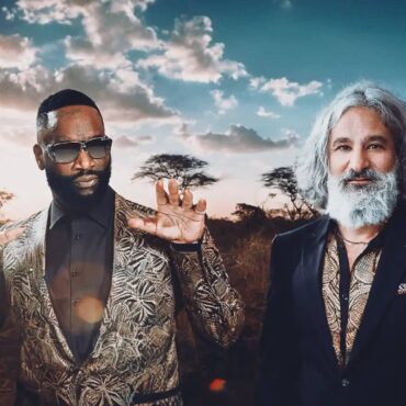 Two moguls in the music and beverage industry in the African wild.
