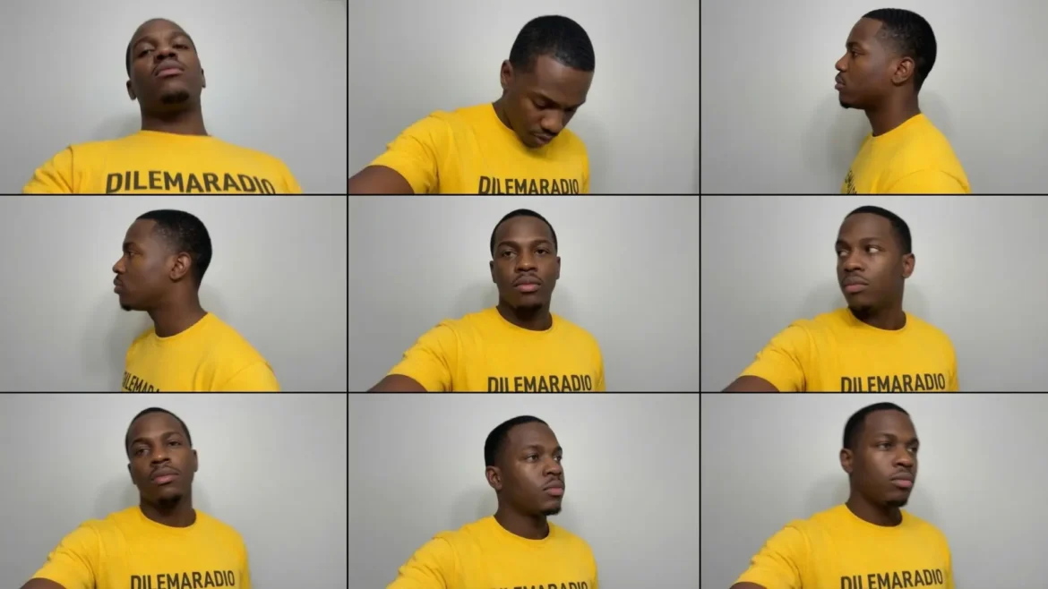 A grid example of diverse headshot photos showing front, side profile, and three-quarter angles used as a Ground Truth dataset for AI clone training.