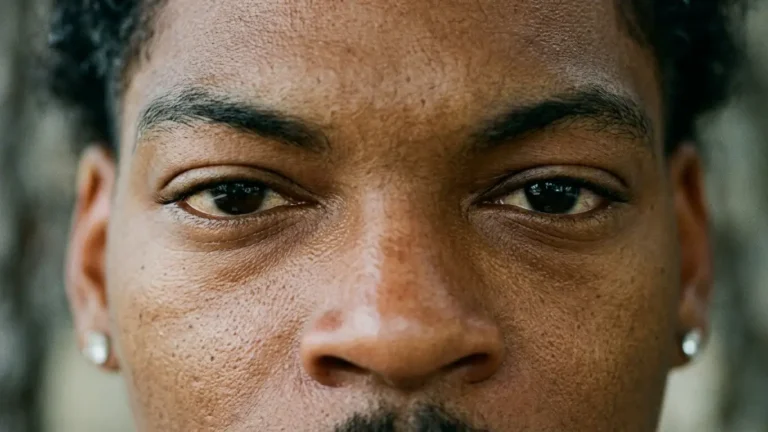 Tight extreme close-up focusing on ZaeXP's eyes and facial features
